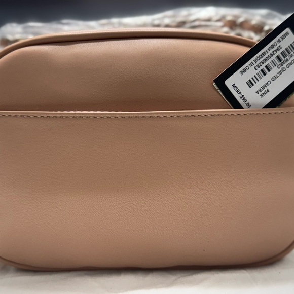 Badgley Mischka Elegant Quilted Pearl-Studded Crossbody Bag - Beige - Picture 2 of 7